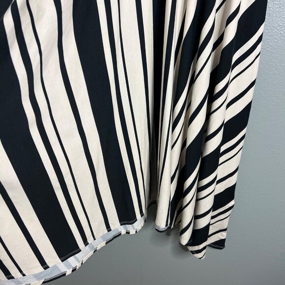NWOT Soft Surroundings V-Neck Stripe Midi Dress Asymmetrical Hem Puff Sleeve PM - Picture 5 of 10